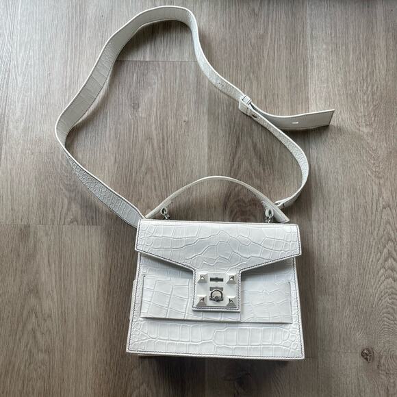 salar Handbags - salar gigi white croc embossed leather crossbody shoulder bag purse handbag